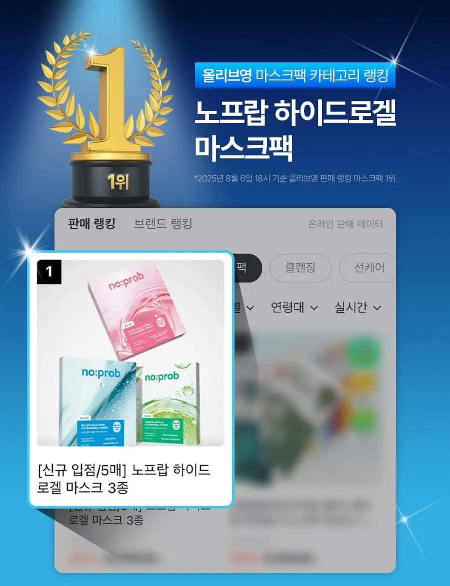 [앰플37G/5+1매] 노프랍 하이드로겔 마스크팩 5+1매 기획 3종 (콜라겐/수분/모공) 상세페이지 3
